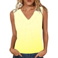 thumbnail image 1 of Mujeres sin mangas Tops de verano gradiente color fuera de posición impresión V-cuello blusa casual Mujeres V-cuello de verano Tops, 1 of 6