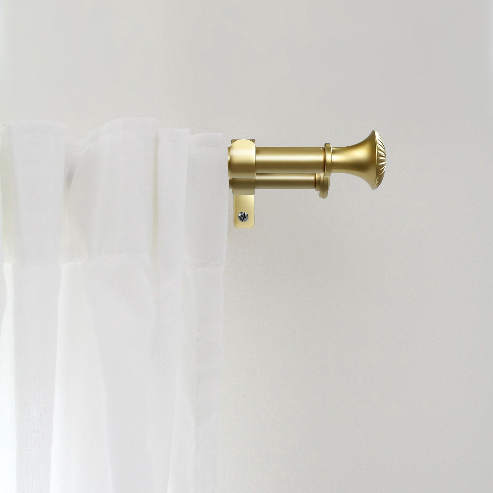 Ridicili 5/8" Telescoping Double Curtain Rods with Trumpet Finials, Gold, 84"-120", 5/8 Inches Front and 1/2 Inches Back Double Window Drapery Rod