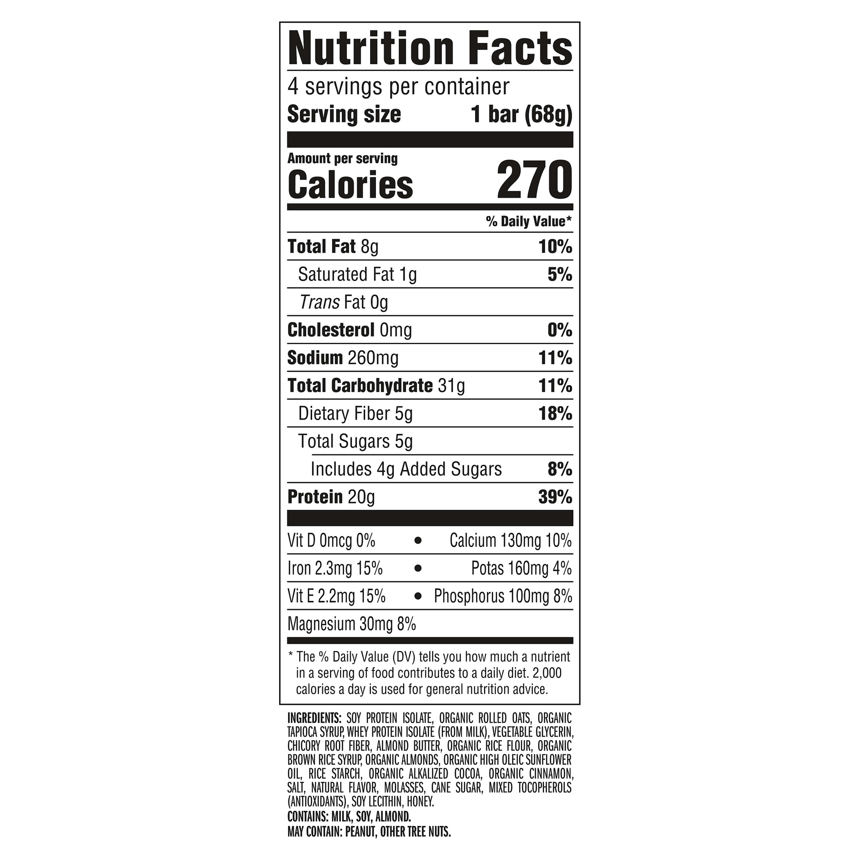 CLIF HIGH PROTEIN Bars - Cinnamon French Toast - 20g Protein - 5g Fiber - Non-GMO (4 Count)