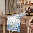thumbnail image 2 of Blue Flower 120 Inch Table Runner, Sage Green Eucalyptus Leaves Farm Plant Farmhouse Dresser Scarf Cotton & Linen Tablerunner for Dining/Kitchen Island/Holiday Party Décor 13" x 120", 2 of 9