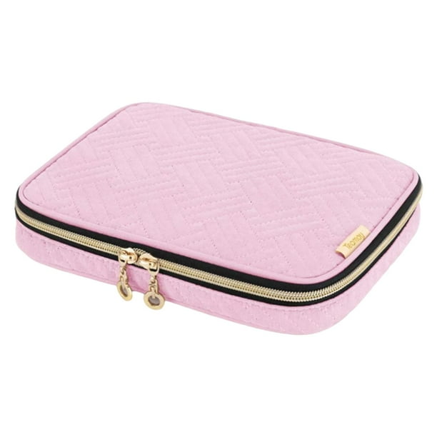 Estuche acolchado portátil de viaje para 12 correas de reloj, accesorios y almacenamiento, duradero. Rosado