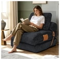 thumbnail image 6 of Miniyam Folding Floor Chair Bed, 3-in-1 Convertible Floor Sofa Bed with Flannelette Upholstery and Side Pockets, Gray, 6 of 8