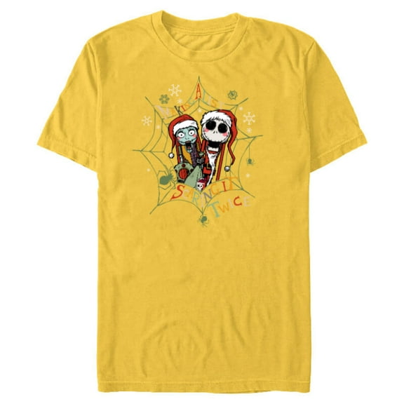 Disney Nightmare Before Christmas Jack Sally Making a List - Short Sleeve Blended T-Shirt for Adults - Customized-Yellow