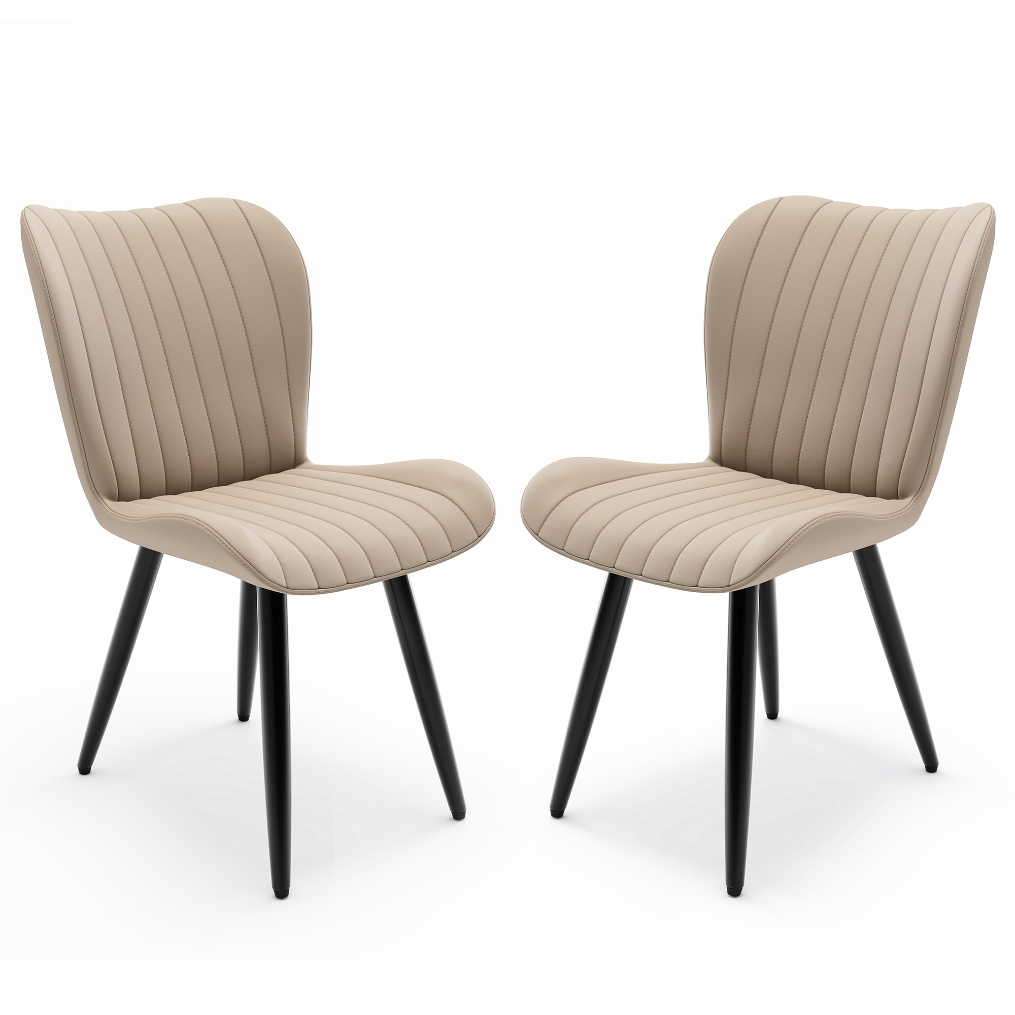 Modern Dining Chairs with Padded Seat & Metal Legs, Kitchen & Dining Room Chairs, Black