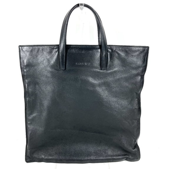 Pre-Owned LOEWE Logo Vertical Tote Bag, Leather Handbag, Black, for Men and Women