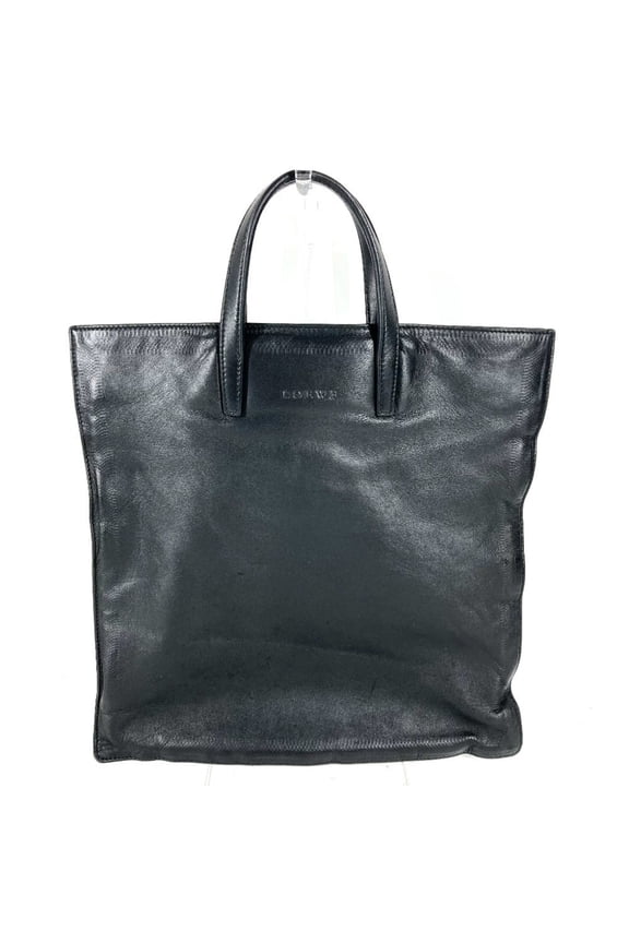 Pre-Owned LOEWE Logo Vertical Tote Bag, Leather Handbag, Black, for Men and Women