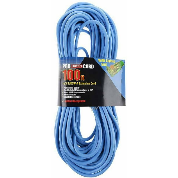 Bayco SL995 AllSeason Professional 14/3 Extension Cord with Lighted