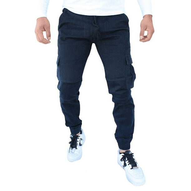 Jogger cargo de gabardina stretch John Silver Corte skinny color azul petróleo