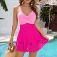 thumbnail image 3 of JoveMarine Women's One Piece Swimsuit with Skirt Hollow Cutout Patchwork Solid Color Beach Bathing Suit Bathing Suit For Womens Swimsuits Pink L, 3 of 6