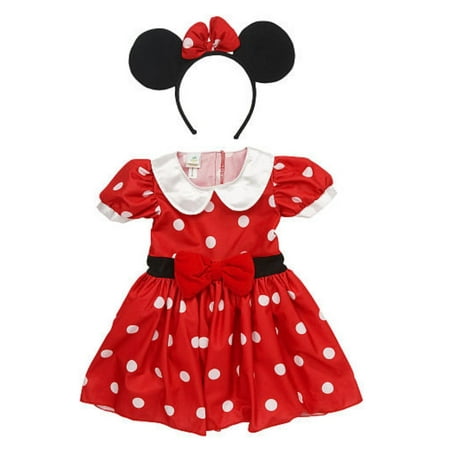 Disney Infant Girls Minnie Mouse Costume Red Polka Dot Baby Dress &