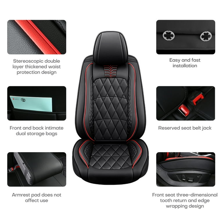 OTOEZ Car Seat Covers Full Set, 5 Pcs Leather Automotive Front