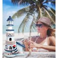 thumbnail image 4 of CoTa Global Ocean Blue Lighthouse Decor - Handmade and Crafted Wooden Lighthouse Decoration with Sailboat Figure Decorative Beach Style Tabletop Centerpiece, Nautical Themed Home Decor – 13.5 Inch, 4 of 6