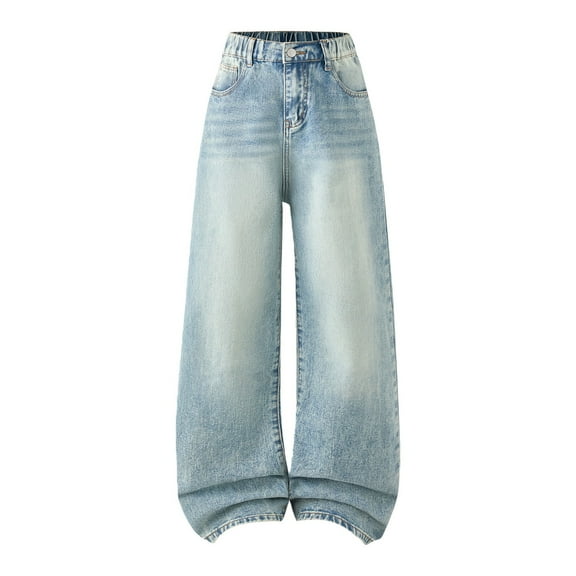 XQYLOS Girls Wide Leg Jeans High Waisted Baggy Denim Pants, Cute Casual Streetwear Trousers for Teens 13-16Y with Pockets Fashion Style