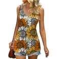thumbnail image 2 of Gifts Usmixi Womens Tank Tops Beach Fashion Floral High Waist Pleated Hem Going out Tunic Vest Tops Summer Trendy Sunflower Print V-Neck Sleeveless Shirts Blouse Yellow XL, 2 of 7