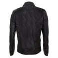 thumbnail image 3 of Mens Pleated Leather Harrington Jacket-Stalbridge in Black, 3 of 4