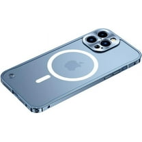 Magnetic Series Designed for iPhone Case,[Compatible with MagSafe][Military Drop&Camera Lens Protection],Classic Slim Matte Translucent Metal Bumper Shockproof Cover (Blue,iPhone 15)