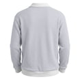 thumbnail image 6 of Men's Fake Two Piece Long Sleeve Sweatshirt, V Neck Waffle Texture, Solid Loose Fit, Daily Layering Outer Top For Male, 6 of 8