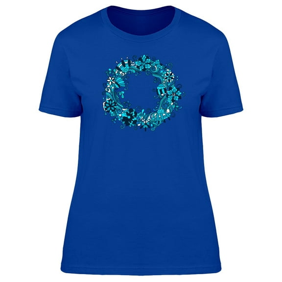 Bright Blue Round Wreath Tee Women's -Image by Shutterstock