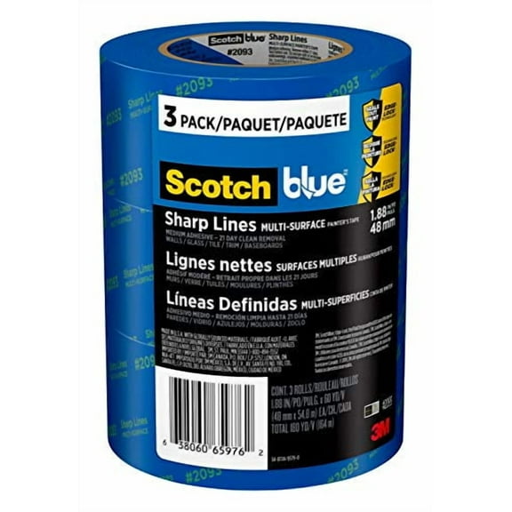 ScotchBlue Sharp Lines Painter's Tape, 1.88 inch x 60 yard, 3 Rolls