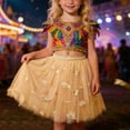 thumbnail image 2 of MIASHUI Robe de Danse Ballet pour Filles avec Plumes Étoile Brodées et Jupe Beige, 2-3 Ans, 2 of 4