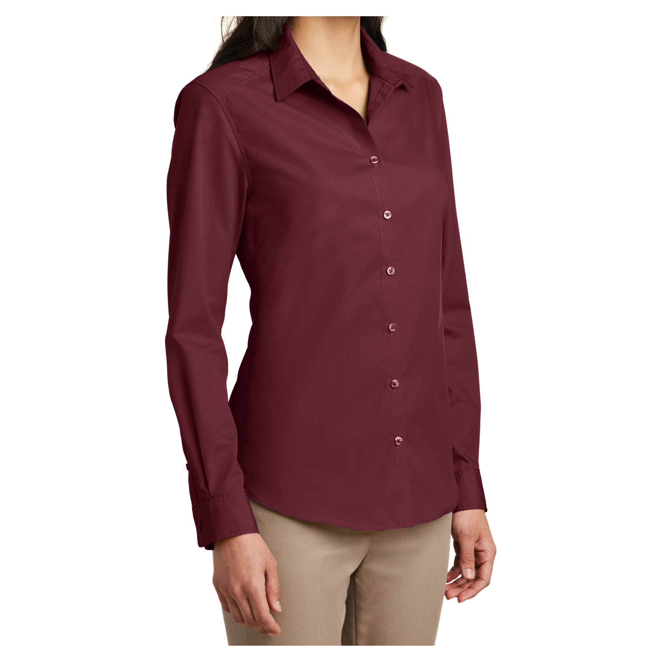 Mafoose Women Cotton/Polyester Female Shirt Burgundy XS - image 2 of 6