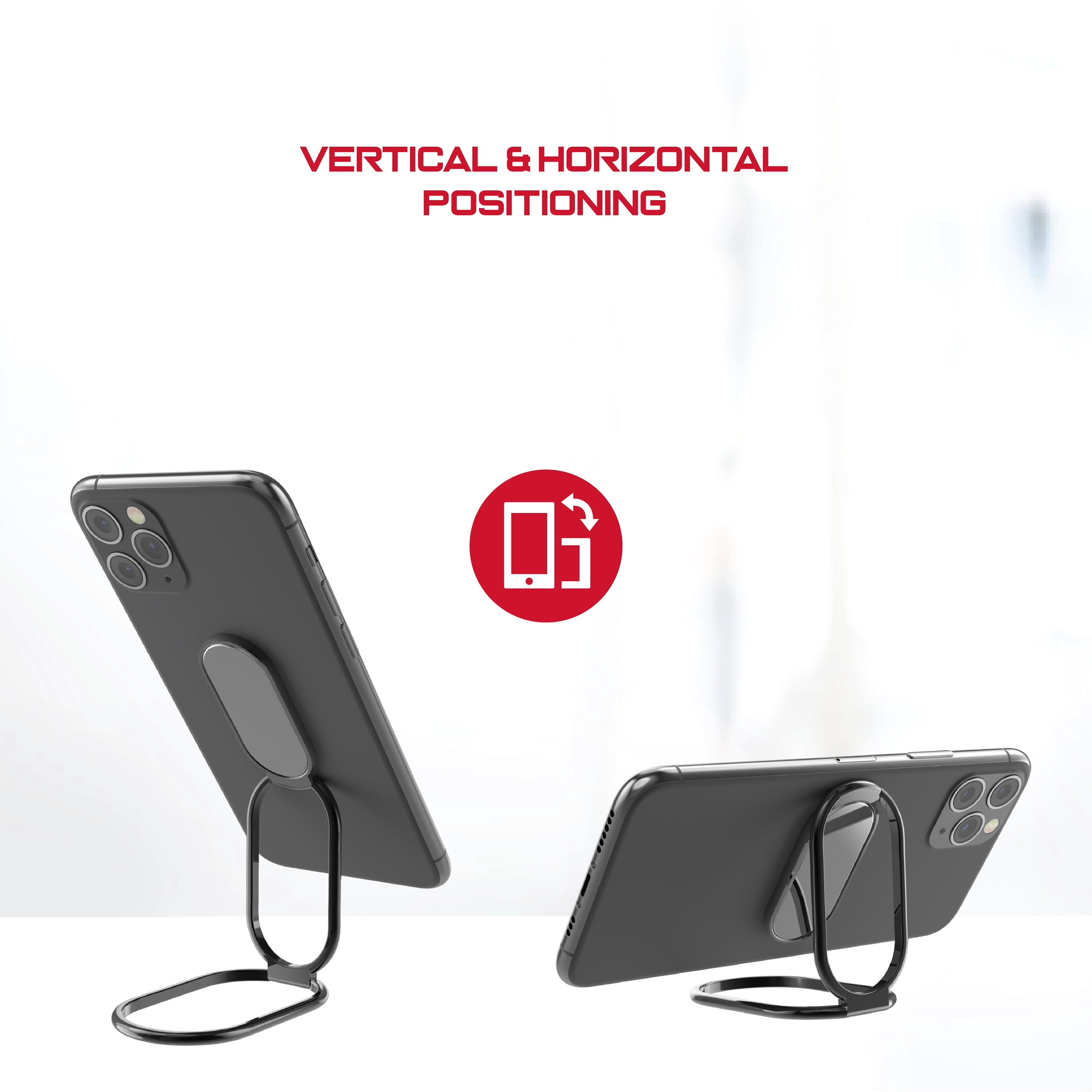 AXISGRIP - Universal Smartphone Ring Holder & Desk Stand with 360° Rotation and Adhesive Backing