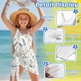 thumbnail image 5 of SEANATIVE One Piece Bathing Suit for Girls Mesh Cover-up Skirt Cutout One Shoulder Beach Swimsuits with Adjustable Strap, Size 9-10 Years Old, Leaf Cream White Blue, 5 of 7
