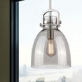 thumbnail image 3 of Innovations Lighting  Newton Bell - 1 Light 10" Stem Hung Pendant Satin Nickel/Plated Smoke, 3 of 3