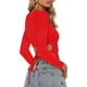 thumbnail image 3 of Txlixc Camisetas femeninas, cuello redondo de manga larga, tirantes, blusas delgadas de color sólido, fiesta callejera para mujeres Txlixc moda, 3 of 4