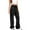 Black, variant on Women's Fleece-Lined Cargo Joggers with Stacked Cuffs, Drawstring Waist, Black, Size L