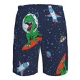 thumbnail image 6 of Kll Dinosaur Astronaut Space Surfing Men'S Casual Summer Beach Shorts Hawaiian Shorts With Pockets-X-Large, 6 of 9