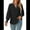 Black, variant on Women'S Casual Long Sleeve V-Neck Pullover Shirt Top Dark Blue S