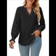 thumbnail image 1 of Camisa Informal de Larga con Cuello en V para Mujer Negro XXL, 1 of 10