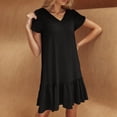 thumbnail image 7 of Summer Dresses for Women 2026 Plus Size Casual Solid Color Ruffled Elegant Short Sleeve V-Neck Loose Wedding Guest Dress, 7 of 7