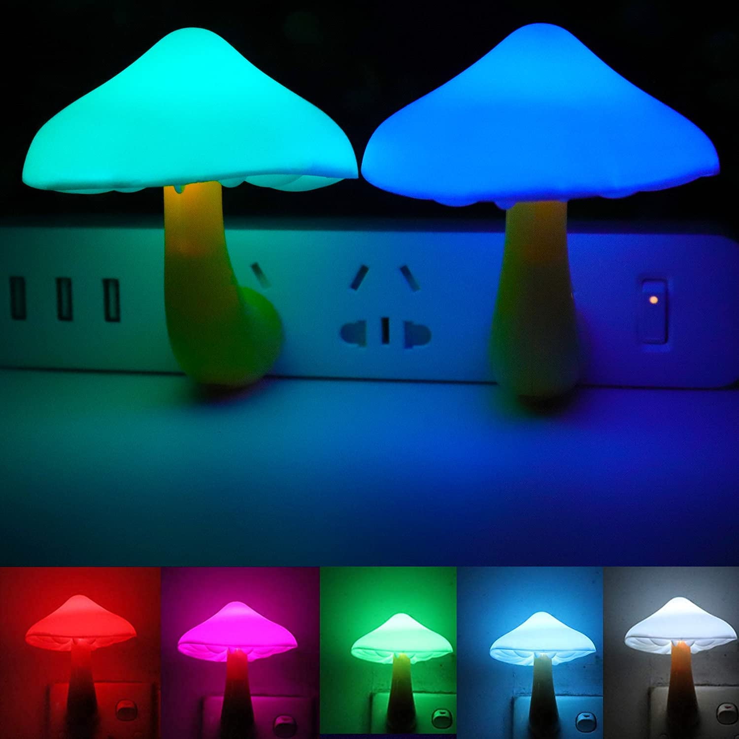 2Pcs Toilet Night Lights 16-Color Changing Lamp LED Nightlight with Motion  Sensor Activated Detection Bathroom Accessories