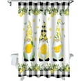 thumbnail image 5 of Summer Cute Lemon Gnome Shower Curtain, Black White Plaid Shower Curtain Set with Hooks, Spring Summer Waterproof Fabric Shower Curtains for Bathroom Decor, 72x72 Inch Bath Curtain, 5 of 6