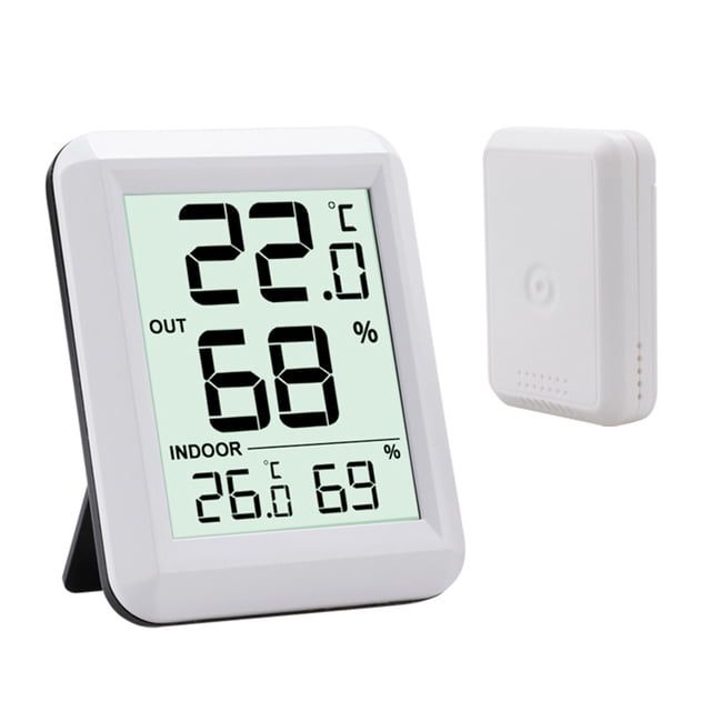 Termómetro de interior, termómetro higrómetro con sensor exterior, termómetro de ambiente, termómetro inalámbrico con pantalla LCD grande, interruptor ℃/℉, ideal para oficina, hogar,