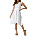 thumbnail image 1 of Vestidos Maxi INSPIRE CHIC para mujer, sin mangas, corte ajustado y acampanado, largos, blancos, talla XL, 1 of 6
