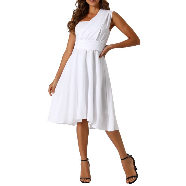 Vestidos Maxi INSPIRE CHIC para mujer, sin mangas, corte ajustado y acampanado, largos, blancos, talla XL