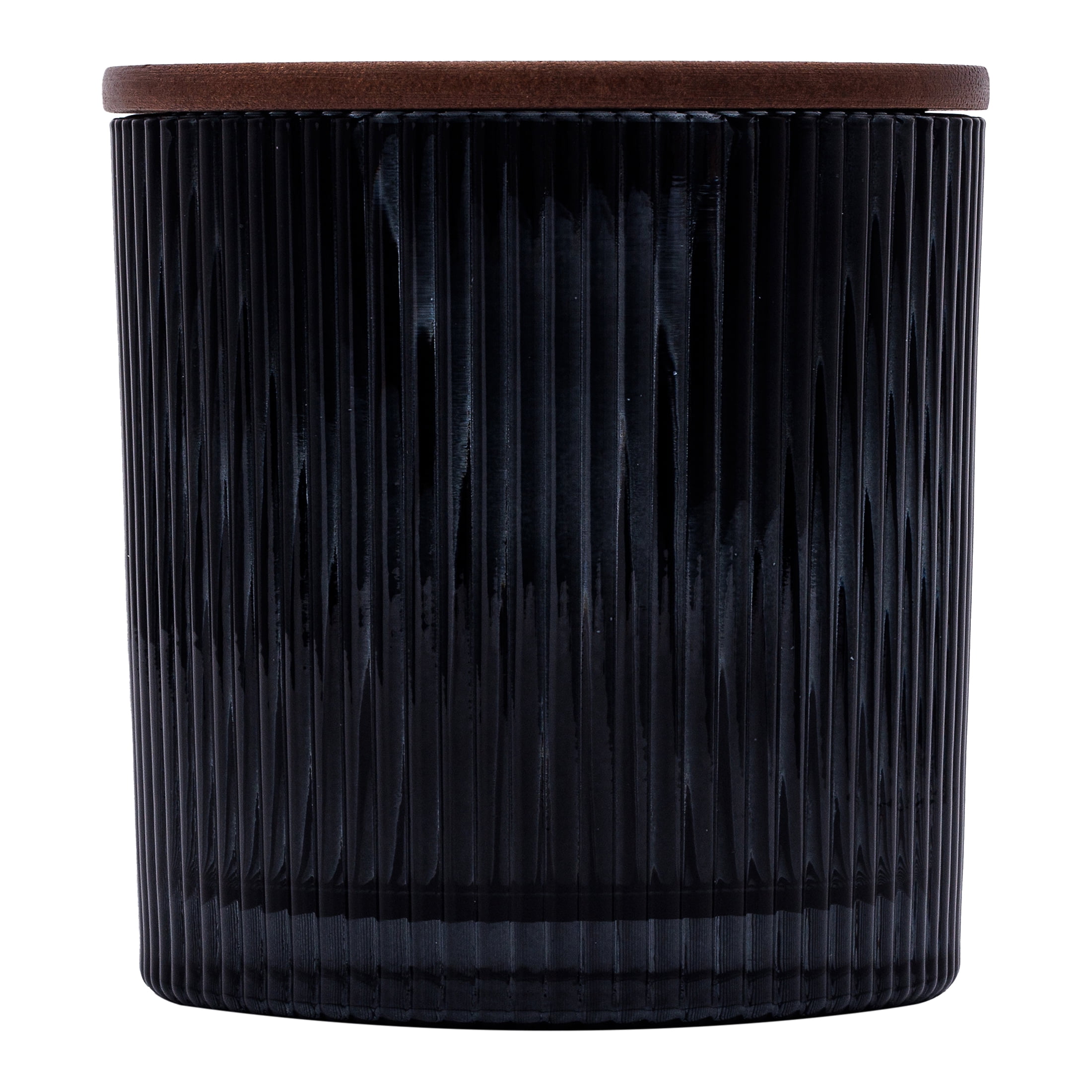 Better Homes & Gardens Warm Leathered Amber Scented Cotton 2-Wicks Ribbed Mecury Glass Jar Candle with Wooden Lid 12oz