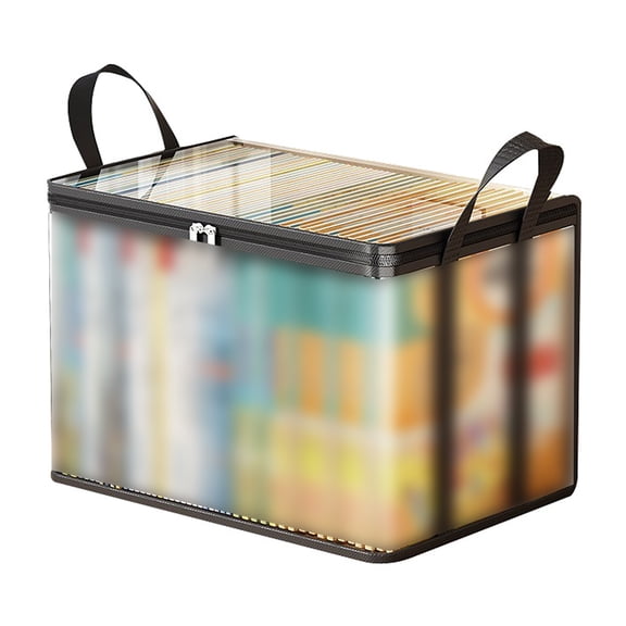 MISSMILE Large Heavy-Duty Thick Plastic Clear Storage Bag for Clothes ,Moving with Zipper Tote Bins Lids Packing Boxes College Extra Container Dorm Organizers Handles Cubes Closet(2 PCS-Black)