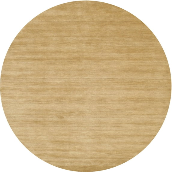 Ahgly Company Machine Washable Indoor Round Contemporary Yellow Area Rugs, 5' Round