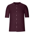 thumbnail image 5 of ohmzyzo Mens Floral Lace Shirts Breathable Short Sleeve Hollow Out Blouse Tees Sheer See Through Casual Button Down Tops Summer Beach Tees Purple M, 5 of 6
