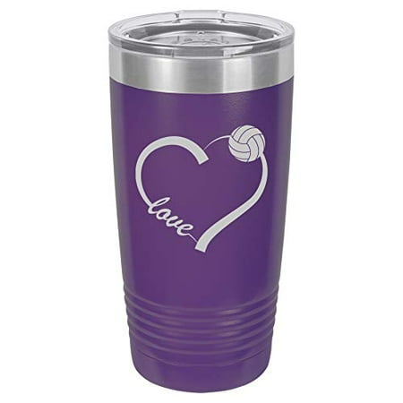 

Tumbler Stainless Steel Vacuum Insulated Travel Mug Love Heart Volleyball (Purple 20 oz)