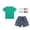 Green, variant on CYRBOKO Girls Outfit Sets, Casual Short Sleeve Elastic Waist Cotton T-shirts and Jeans and Socks Red Size 7-8 T