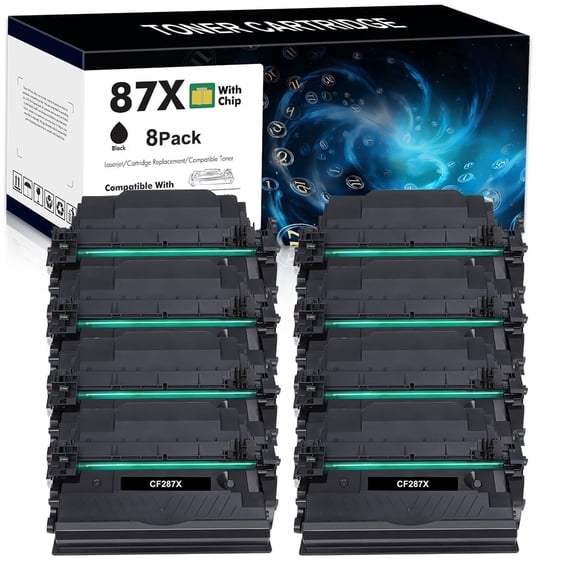 87X Toner Cartridge 87X 87A CF287X CF287A Laserjet Enterprise M506 M506dn M506n Pro M501 M501dn M506 M506x M527 M527dn Printer Ink (Black, 8-Pack)