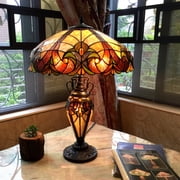 CHLOE Liaison Tiffany-style 3 Light Victorian Double Lit Table Lamp 18 Shade