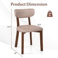 thumbnail image 2 of Costway Upholstered Dining Chairs Set of 2 with Solid Rubber Wood Frame, Curved Backrest Walnut & Brown, 2 of 2