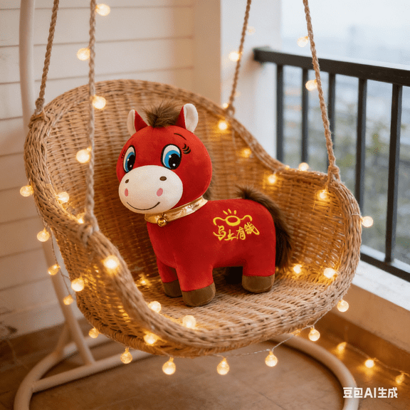 Bisitoy 9.84" Crying Horse, 2026 Year of The Horse Red Plush, 7.87in Funny Smiling/Crying Horse Figurine, Chinese Lunar New Year Mascot Ornament for Home Car Tabletop Spring Festival Decor