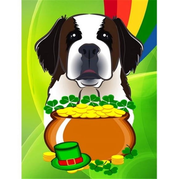 Carolines Treasures BB1990CHF Saint Bernard St. Patricks Day Canvas House Flag